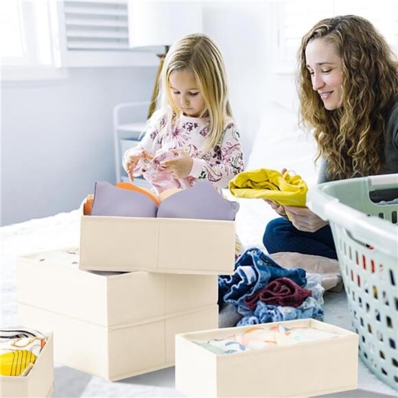 Fabric Drawer Organizer 15 Pack Closet Dresser Dividers Storage Bins Nursery - Picture 2 of 7